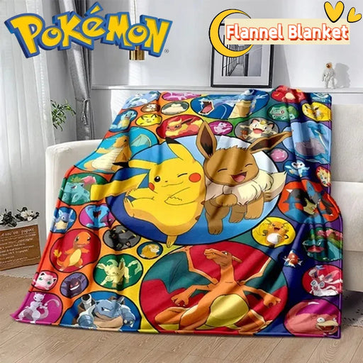 Pokemon Pikachu Flannel Blanket – Soft Cartoon Anime Throw for Kids, Students, Sofa or Nap Time Use