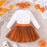 Baby Girl Halloween Outfit Set – Pumpkin Print Romper, Tulle Skirt & Headband (0–24M)