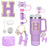8-Piece Accessories Set for Stanley 30oz & 40oz Tumblers – Silicone Straw Covers, Protective Boot, Handle Charm & Initial Stickers