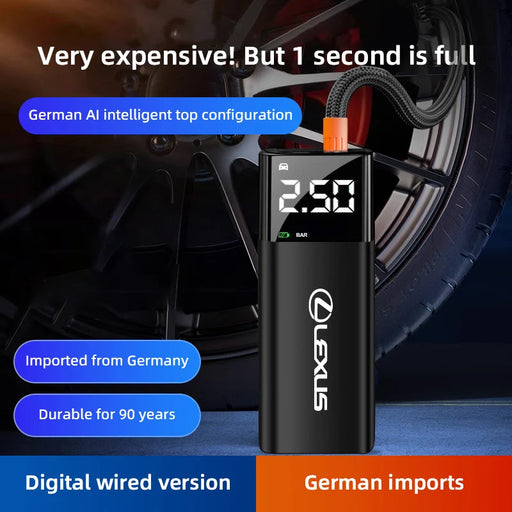 Lexus 2-in-1 Portable Tire Inflator & Power Bank | Premium Emergency Air Compressor for F SPORT, GX, IS, ES, & GS Series