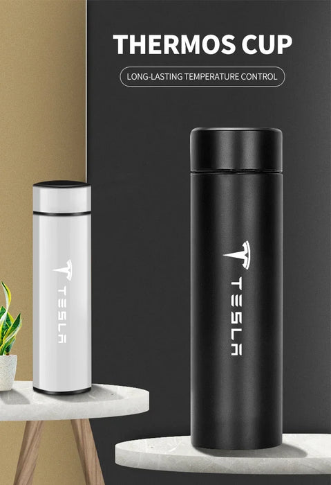 Smart Insulated Car Thermos Mug – Temperature Display Stainless Steel Water Bottle for Tesla Model S/3/X/Y