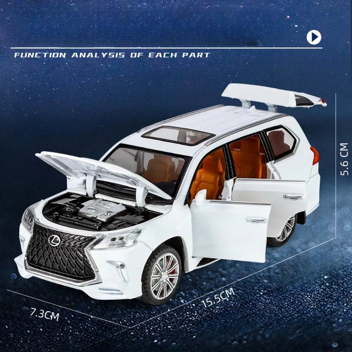 Diecast 1/32 LEXUS LX570 Off Road Vehicles Model Sound Light Pullback Collective Car Model Kid Boy Car Toys Gift