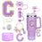 8-Piece Accessories Set for Stanley 30oz & 40oz Tumblers – Silicone Straw Covers, Protective Boot, Handle Charm & Initial Stickers