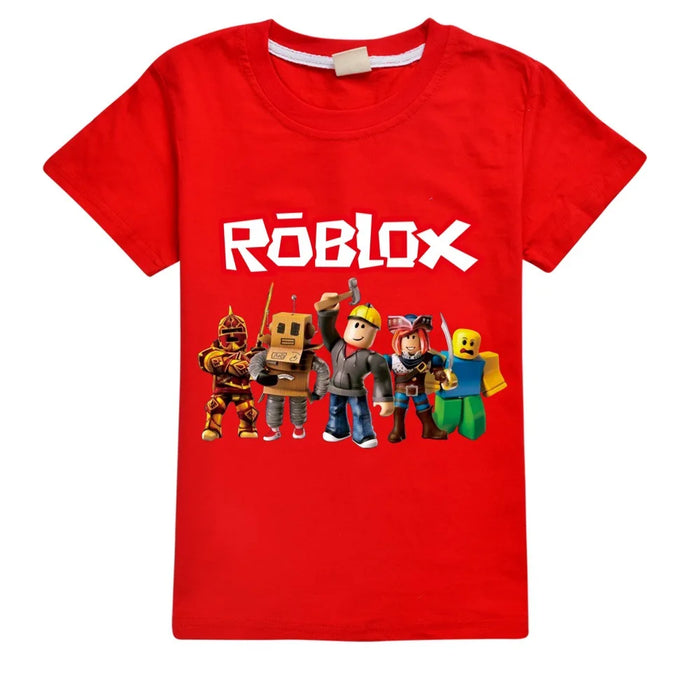 BlockPlay™ Roblox Kids Summer Tee – Soft Cotton Cartoon T-Shirt for Boys & Girls