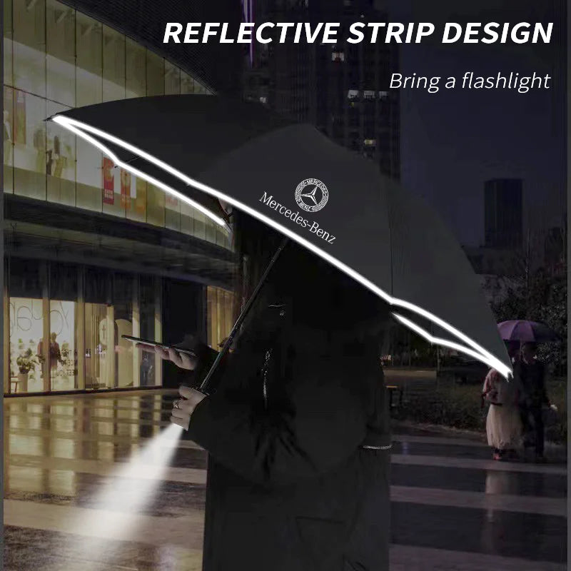 Mercedes™ LED Auto Umbrella – Automatic Windproof Folding Sunshade with Built-In Light, Mercedes-Compatible (A/C/E/S/GLA/GLC/GLK/CLS/ML/Sprinter)