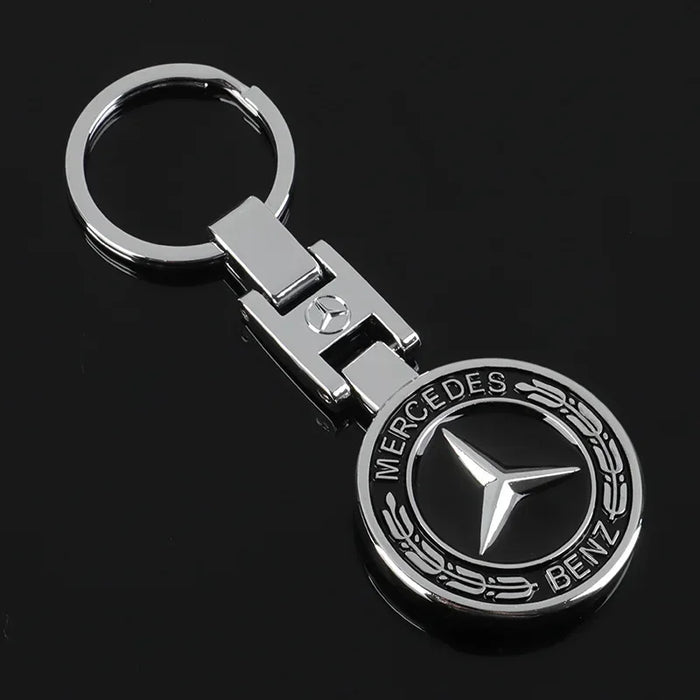 Luxury Double-Sided Metal Keychain Pendant for Mercedes-Benz – Premium Key Ring for A/B/C/E-Class, C200L, GLC, GLK, CLA, GLA