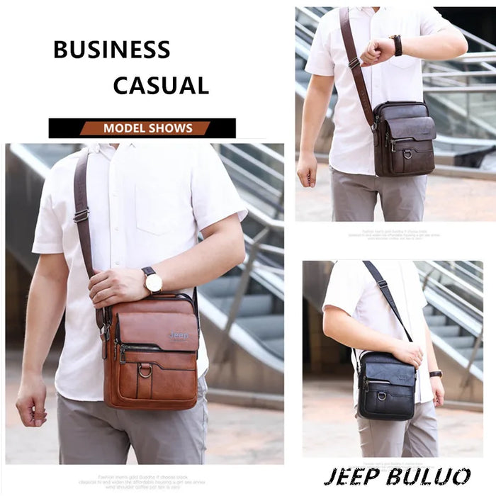 JEEP Crossbody Messenger Bags Business Brand Shoulder New Leather For Men