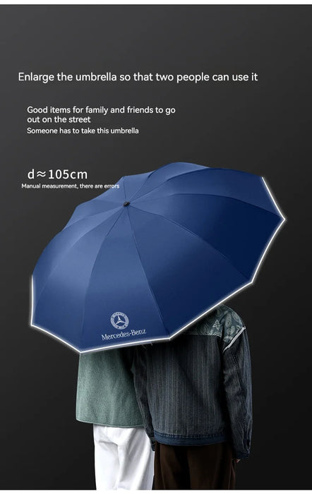 Mercedes™ LED Auto Umbrella – Automatic Windproof Folding Sunshade with Built-In Light, Mercedes-Compatible (A/C/E/S/GLA/GLC/GLK/CLS/ML/Sprinter)