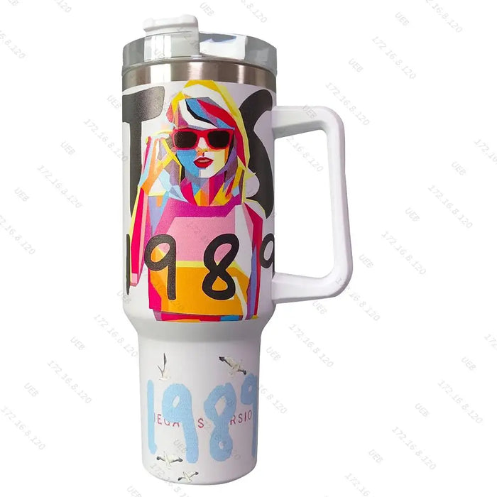 Taylor Swift 40oz Insulated Tumbler Keep Cold Hot Reusable Travel Mug Large Capacity Vacuum Flask for Women Men