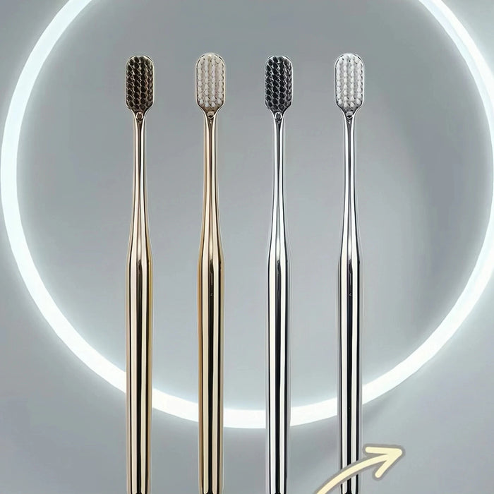 Luxury Metallic Edition Toothbrush | Elegant Gold & Silver Design with Medium-Firm Bristles for Adults
