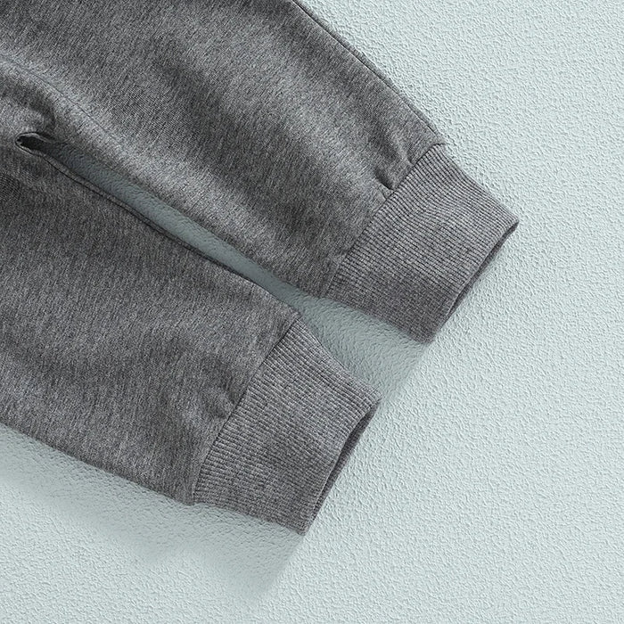 0–24M Baby Boy Girl Fall Outfit – Pumpkin Letter Sweatshirt & Grey Pants 2-Piece Set