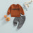 0–24M Baby Boy Girl Fall Outfit – Pumpkin Letter Sweatshirt & Grey Pants 2-Piece Set