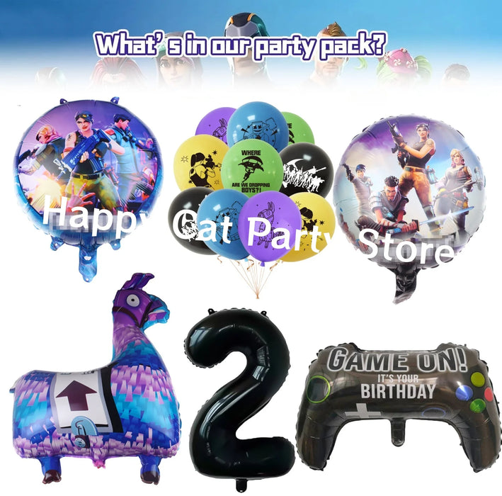 Game Fortnite Birthday Party Decoration Cartoon Plate Tablecloth Baby Shower Kids Favors Party Supplies