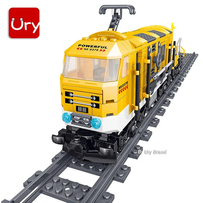 Technical Electric Train Sets City Railway Engineering Tracks Motor RC Car Building Blocks Toys