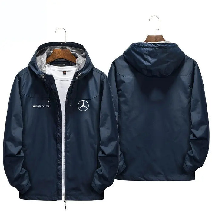 Mercedes-Benz Luxury Men's Trench Coat Hoodie – Stylish Windbreaker Jacket for Everyday & Outdoor Wear