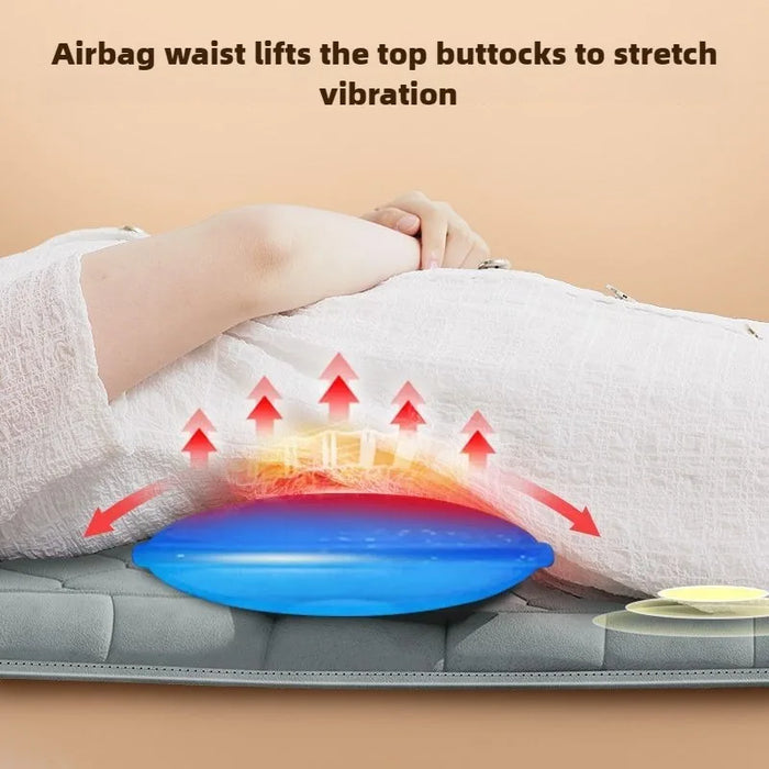 Electric Full-Body Massage Mattress with Heat & Airbags – Shoulder, Neck, Waist & Back Kneading Vibration Therapy Cushion with Hand Controller