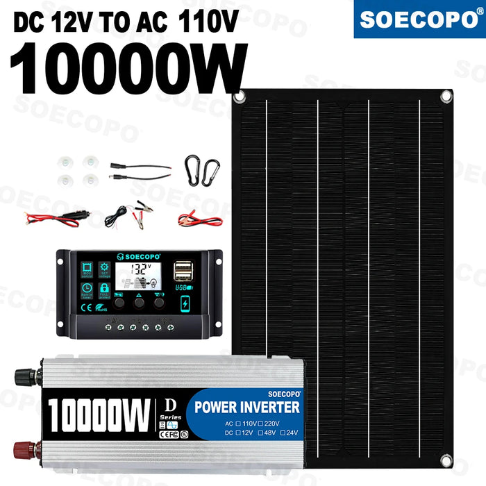 Ultimate Portable Solar Generator Kit | 800W Photovoltaic Panels & 10,000W Inverter System | Reliable Off-Grid Power for Camping, Vans, and Emergencies