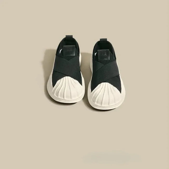 Off-White Black Women’s Slip-On Sneakers – Stylish Mesh Breathable Casual Shoes