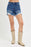 RISEN High Rise Side Step Hem Denim Shorts