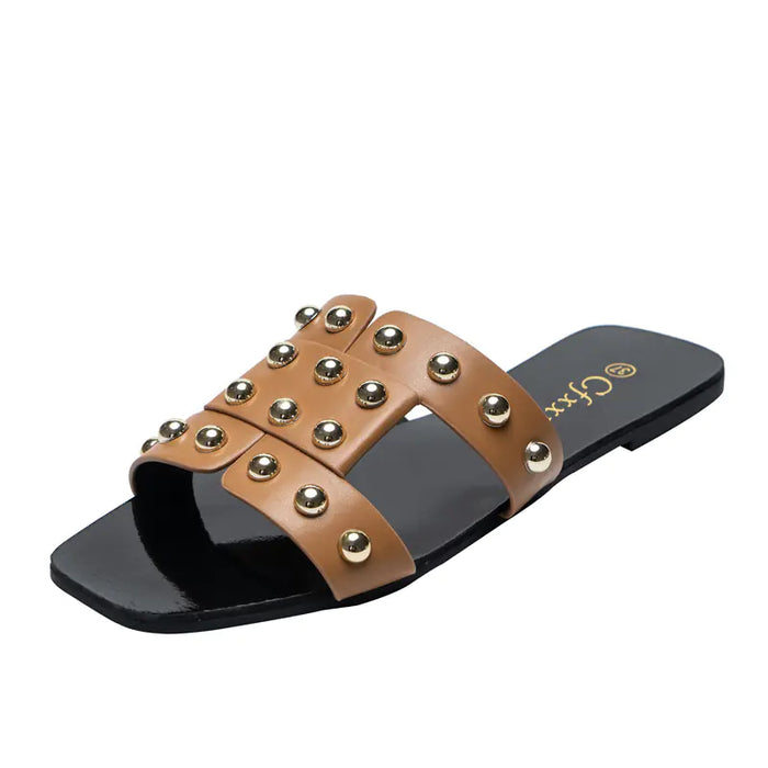 Chic Rivet Flat Sandals for Women