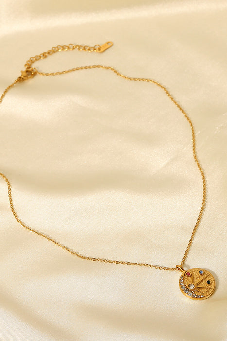 18K Gold Plated Inlaid Zircon Pendant Necklace