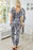 Printed Drawstring Waist Jumpsuit with Pockets