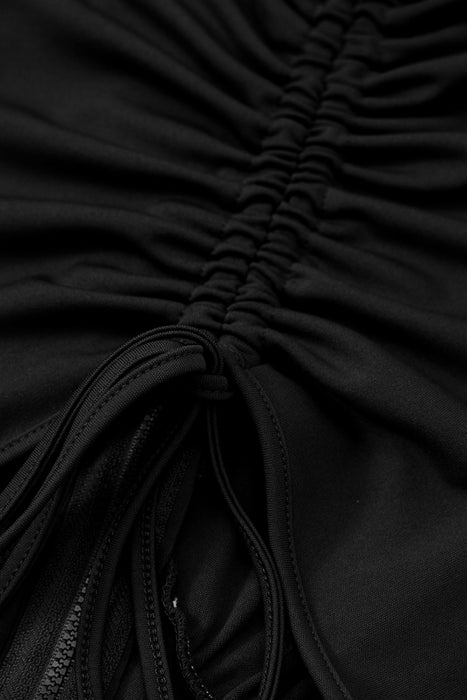 Zip Up Cutout Drawstring Detail Dress
