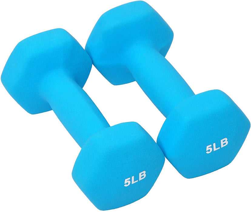 BalanceFrom Colored Neoprene Coated Dumbbell Set with Stand DB-358