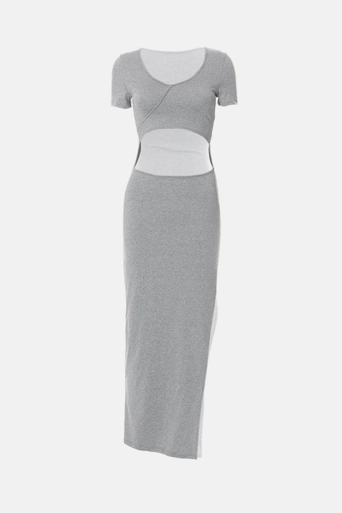 Cutout Split Short Sleeve Dress
