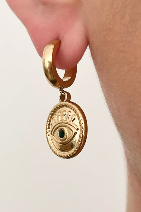 18K Gold Plated Evil Eye Drop Earrings