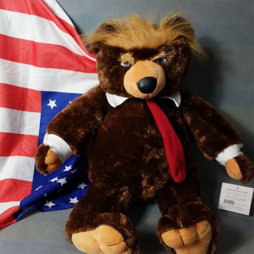 60cm Donald Trump Bear Plush Toys Cool USA President With Flag Cloak Collection Doll For Children