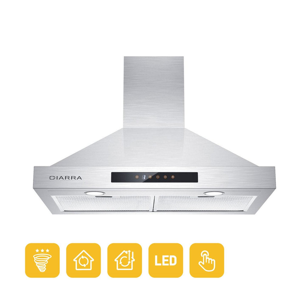 CIARRA 30 Inch Wall Mount Range Hood with 3-speed Extraction CAS75308-OW