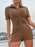 Button Front Ribbed Short Sleeve Romper
