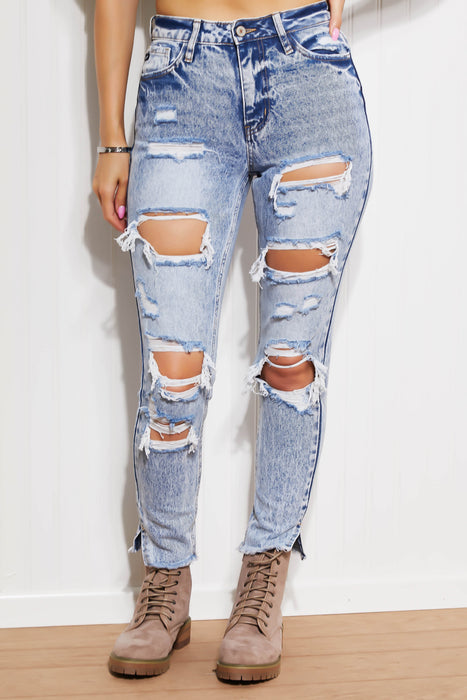Kancan Taylor Full Size High Rise Distressed Mom Jeans