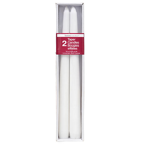 10" Luminessence White Taper Candles, 12-ct. Packs