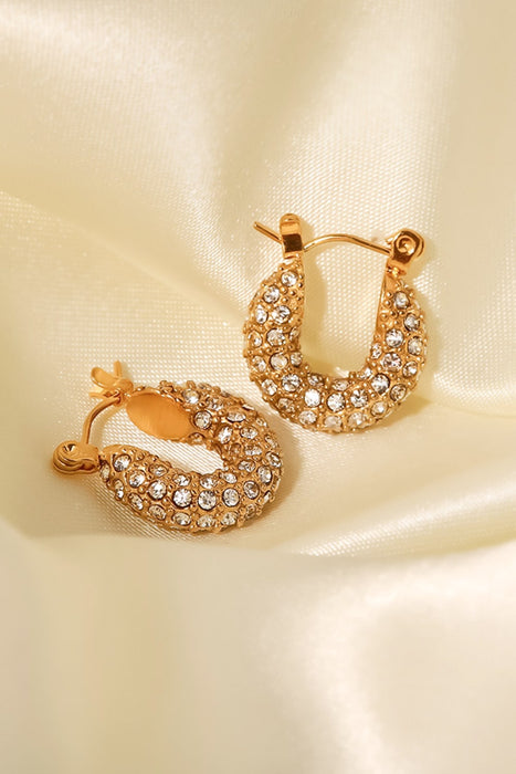 18K Gold Plated Inlaid Zircon Hoop Earrings