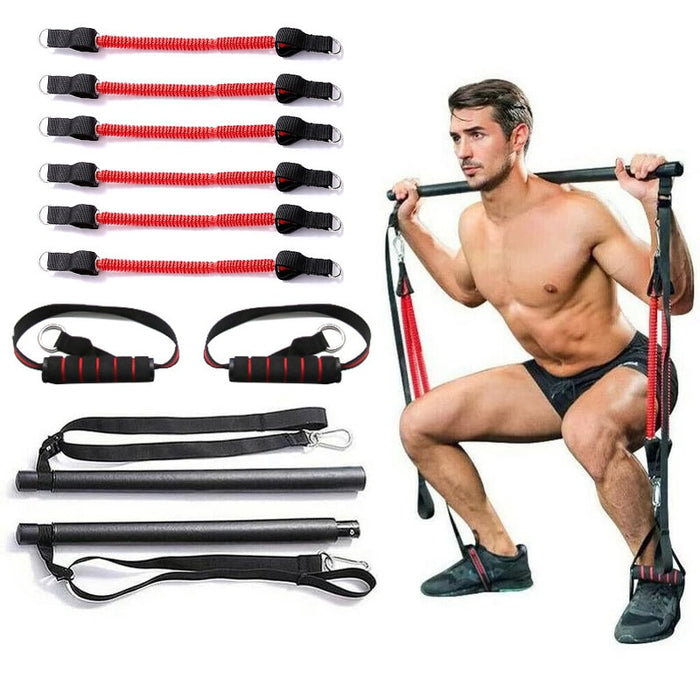Resistance Band  Pilates Stick Gym Exercise Muscle Power Tension Bar With Fitness Stick Home Body Work Out Fitness Pull Rope