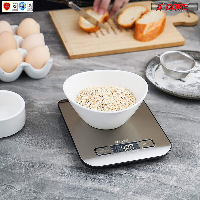 Kitchen Scale Digital Food Scales Bascula Electronic Cooking Scale Weight Touch Screen Glass Top Diet 5kg/11Lbs Accuracy 5 Core