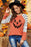 Halloween Graphic Mixed Print Raglan Sleeve Top