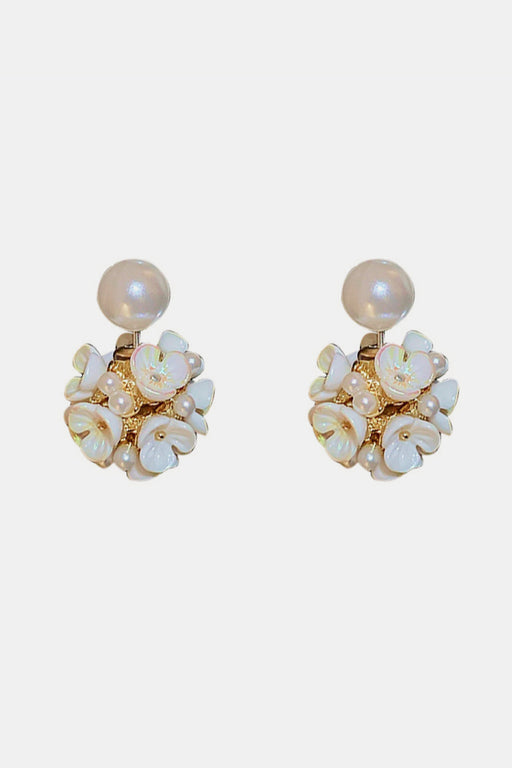 Shell Floral Pearl Ear Jacket Earrings