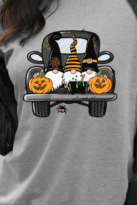 Halloween Car Graphic Camo Raglan Sleeve Sweatshirt