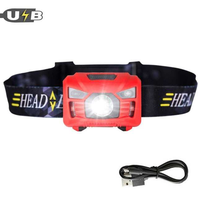 CREE 5W LED Body Motion Sensor Headlamp Mini Headlight Rechargeable Outdoor Camping Flashlight Head Torch Lamp With USB Charging