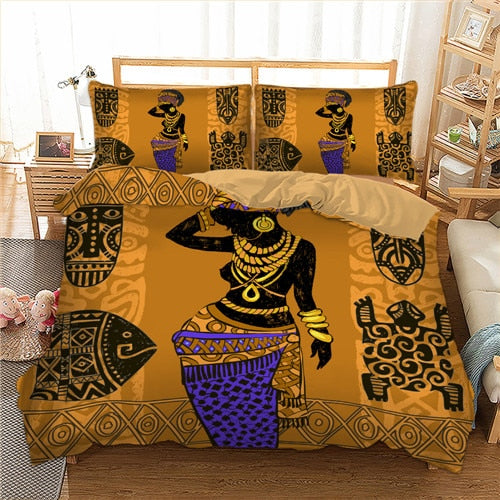African Bedding Set Duvet Cover Twin Full Queen King Size 3PCS