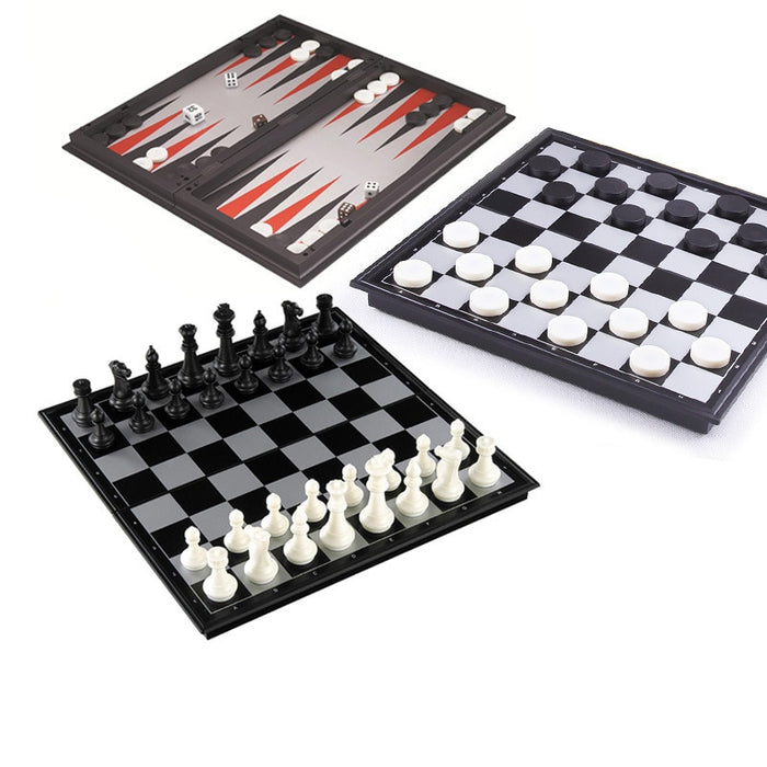 Magnetic Chess Backgammon Checkers Set