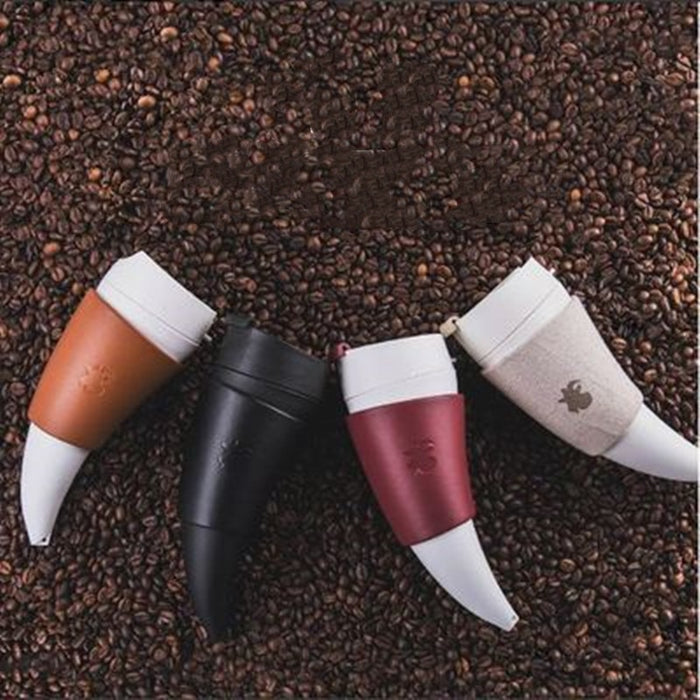 African creative 230ml Cup Goat Horn Coffee Mug Stainless Steel Liner Vacuum Insulation Cup
