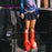 Fashion Big Red Knee High Round Toe Balloon-like Slip On Boots New Design Solid Party Runway Shoes