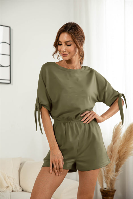 Knotted Cuff Dolman Sleeve Romper