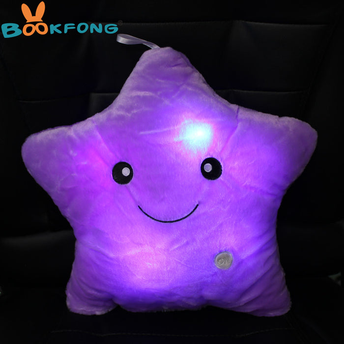 Colorful Star Shape Toys Star Glowing LED Luminous Light Pillow Soft Relax Gift Smile Body Pillow Valentines Gift