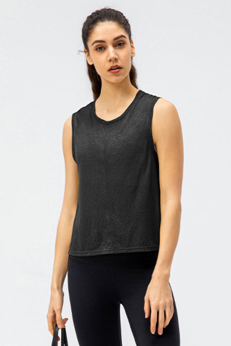 Side Slit High-Low Sleeveless Athletic Top