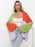 Color Block Open Front Balloon Sleeve Longline Cardigan